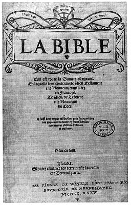 page de garde de la Bible de 1535